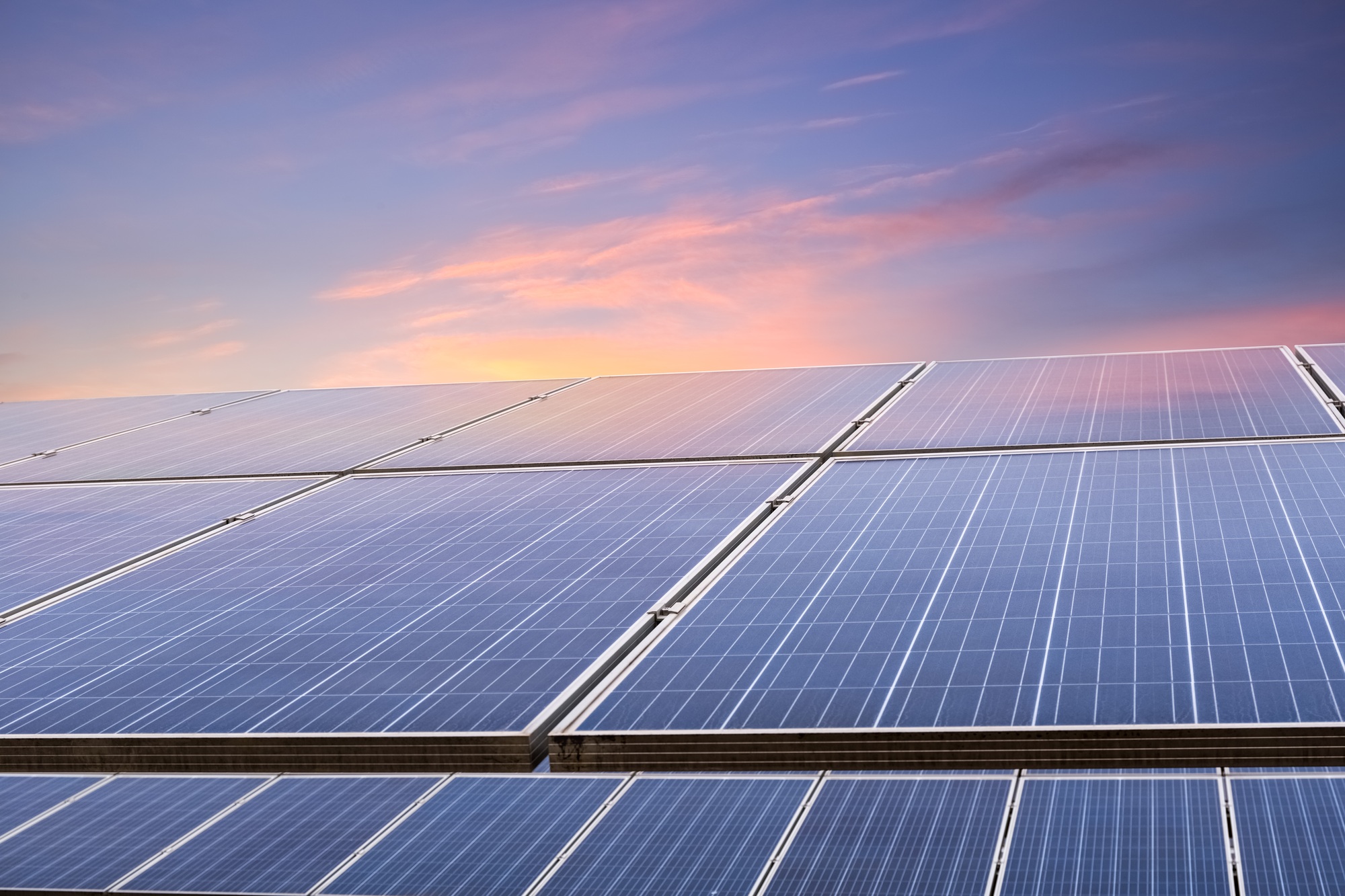 solar energy with sunset glow